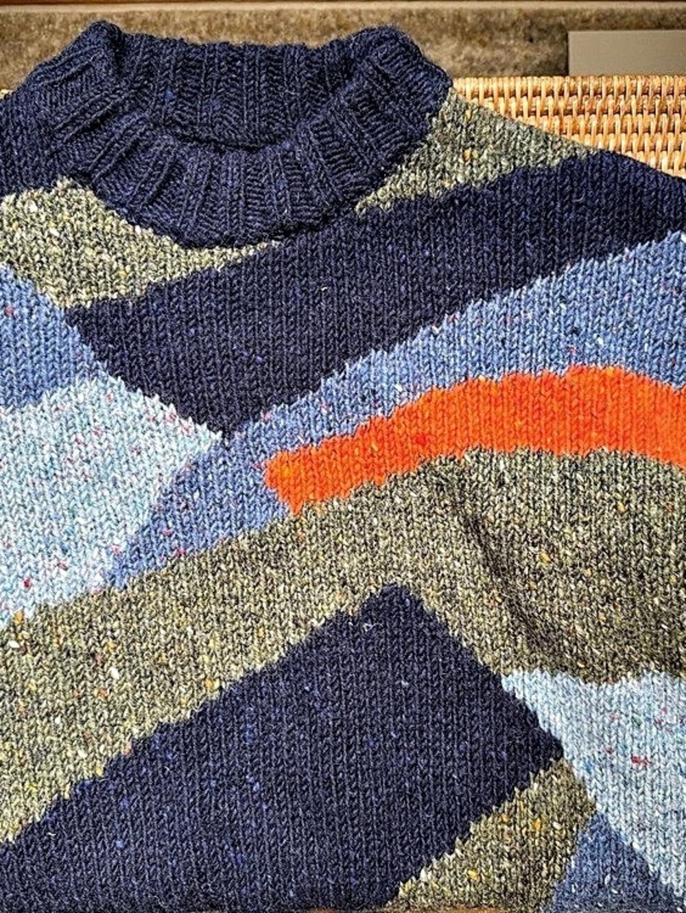 Finisterre women’s Wool MOORLAND JUMPER, UK6 / US XS, like new, multicolor knit